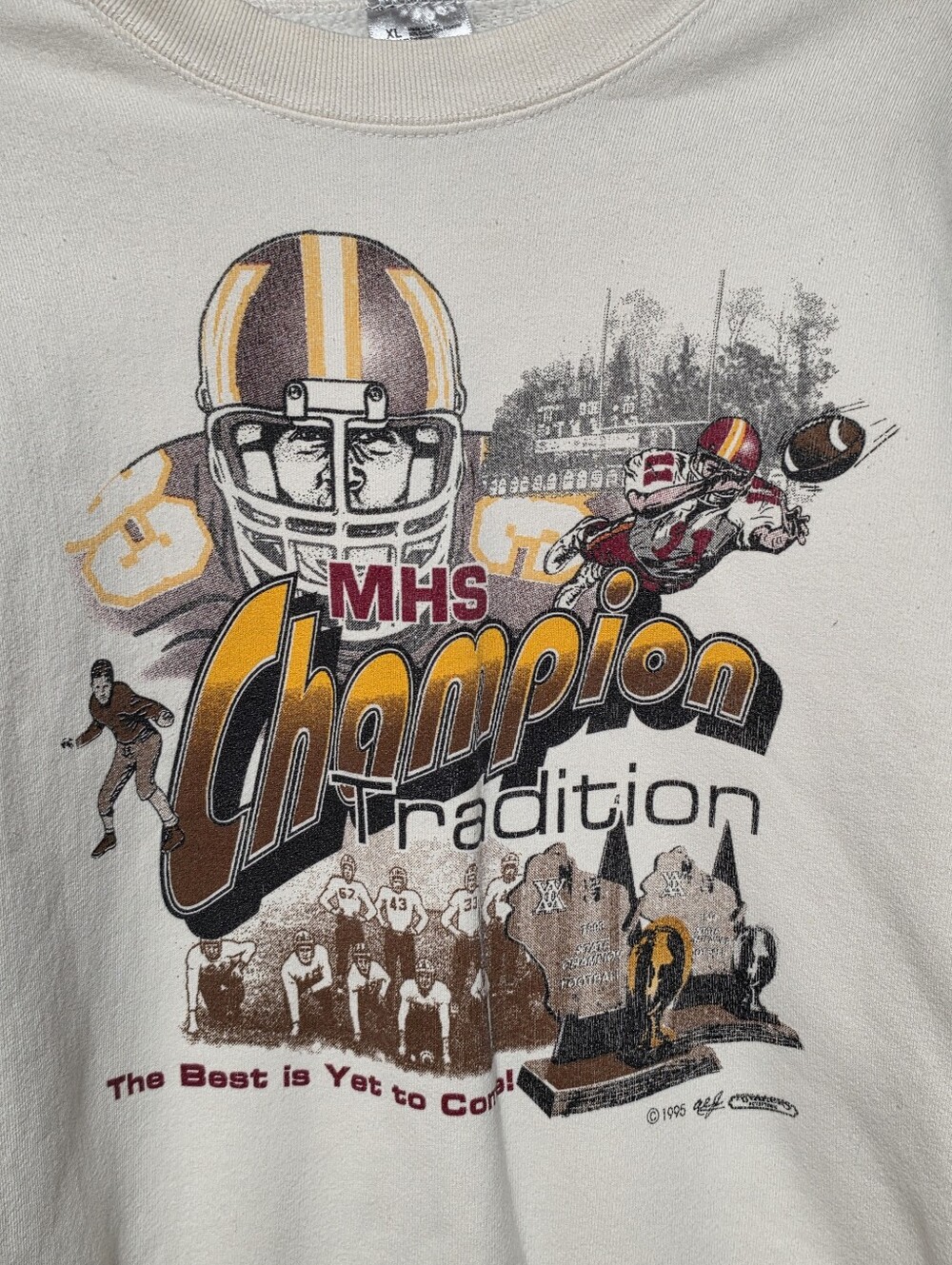 Vintage 1995 MHS Football Sweatshirt Mens XL USA Champion Tradition 90s Retro